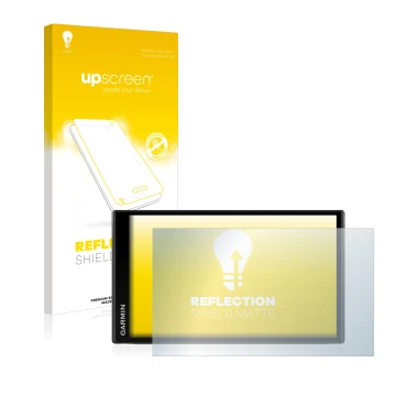 Vorderseite einer Produktverpackung mit dem Markenlogo upscreen. Daneben ist das Gerät Garmin Camper 780 mit dem zugehörigen D