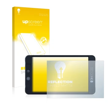 Vorderseite einer Produktverpackung mit dem Markenlogo upscreen. Daneben ist das Gerät SmallHD 702 Black mit dem zugehörigen D