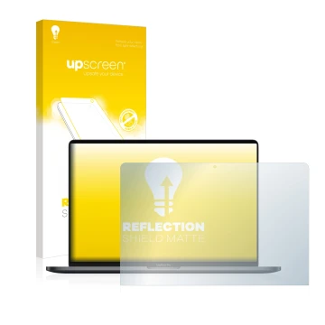 Vorderseite einer Produktverpackung mit dem Markenlogo upscreen. Daneben ist das Gerät Apple MacBook Pro 13