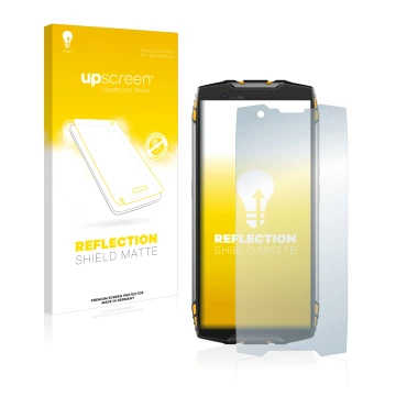 Vorderseite einer Produktverpackung mit dem Markenlogo upscreen. Daneben ist das Gerät Blackview BV6800 Pro mit dem zugehörige