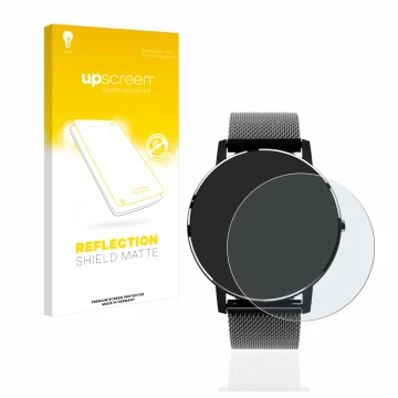 Vorderseite einer Produktverpackung mit dem Markenlogo upscreen. Daneben ist das Gerät Holalei Fitness Tracker 1.3
