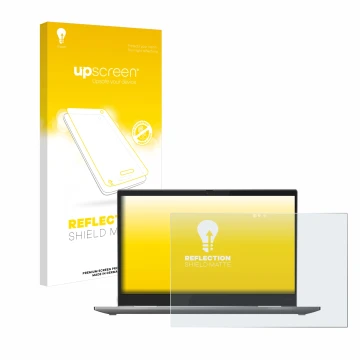 Vorderseite einer Produktverpackung mit dem Markenlogo upscreen. Daneben ist das Gerät Lenovo ThinkPad X1 Yoga (4. Gen.) mit d