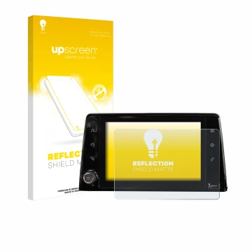 Vorderseite einer Produktverpackung mit dem Markenlogo upscreen. Daneben ist das Gerät Peugeot Rifter 2019 Infotainment System