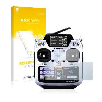 Vorderseite einer Produktverpackung mit dem Markenlogo upscreen. Daneben ist das Gerät Robbe Futaba T32MZ mit dem zugehörigen 