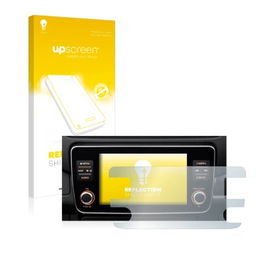 Vorderseite einer Produktverpackung mit dem Markenlogo upscreen. Daneben ist das Gerät Nissan Leaf E Plus Infotainment System 