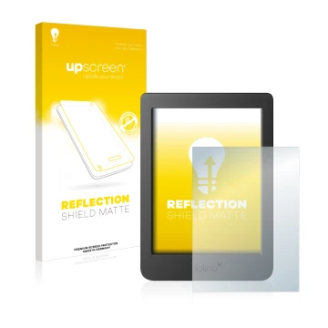 Vorderseite einer Produktverpackung mit dem Markenlogo upscreen. Daneben ist das Gerät Tolino Page 2 mit dem zugehörigen Displ