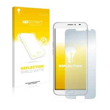 Vorderseite einer Produktverpackung mit dem Markenlogo upscreen. Daneben ist das Gerät Doro 8080 mit dem zugehörigen Displaysc