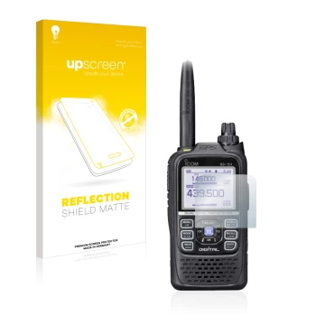 Vorderseite einer Produktverpackung mit dem Markenlogo upscreen. Daneben ist das Gerät Icom ID-51E Plus 2 mit dem zugehörigen 