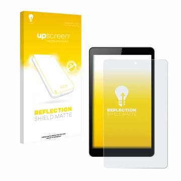 Vorderseite einer Produktverpackung mit dem Markenlogo upscreen. Daneben ist das Gerät Huawei MediaPad M5 Lite 8
