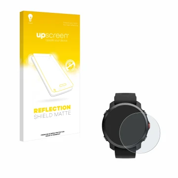 Vorderseite einer Produktverpackung mit dem Markenlogo upscreen. Daneben ist das Gerät Polar Grit X mit dem zugehörigen Displa