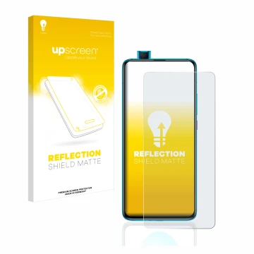 Vorderseite einer Produktverpackung mit dem Markenlogo upscreen. Daneben ist das Gerät Xiaomi Poco F2 Pro mit dem zugehörigen 