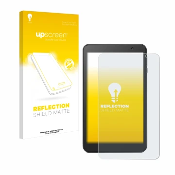 Vorderseite einer Produktverpackung mit dem Markenlogo upscreen. Daneben ist das Gerät Vankyo MatrixPad S8 mit dem zugehörigen