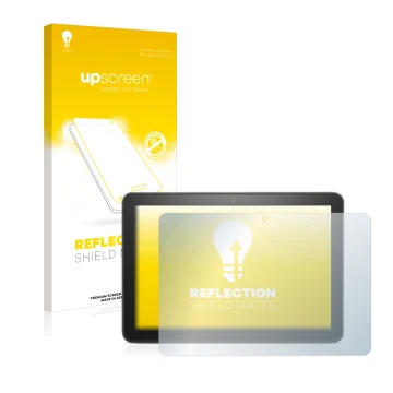 Vorderseite einer Produktverpackung mit dem Markenlogo upscreen. Daneben ist das Gerät Amazon Fire HD 8 Plus 2020 (10. Gen.) m