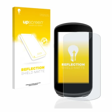 Vorderseite einer Produktverpackung mit dem Markenlogo upscreen. Daneben ist das Gerät Garmin Edge 1030 Plus mit dem zugehörig