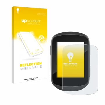 Vorderseite einer Produktverpackung mit dem Markenlogo upscreen. Daneben ist das Gerät Garmin Edge 130 Plus mit dem zugehörige