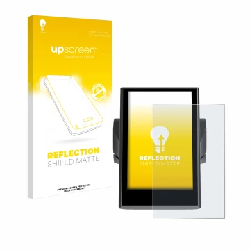 Vorderseite einer Produktverpackung mit dem Markenlogo upscreen. Daneben ist das Gerät Bafang DP C18 mit dem zugehörigen Displ