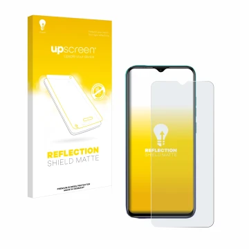 Vorderseite einer Produktverpackung mit dem Markenlogo upscreen. Daneben ist das Gerät Ulefone Note 9P mit dem zugehörigen Dis