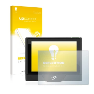 Vorderseite einer Produktverpackung mit dem Markenlogo upscreen. Daneben ist das Gerät Coyote UP mit dem zugehörigen Displaysc