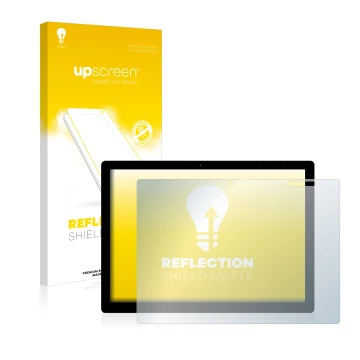 Vorderseite einer Produktverpackung mit dem Markenlogo upscreen. Daneben ist das Gerät Chuwi UBook X mit dem zugehörigen Displ