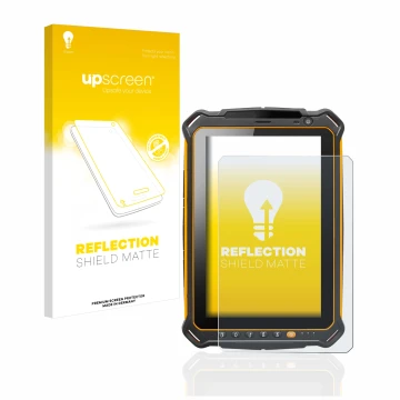 Vorderseite einer Produktverpackung mit dem Markenlogo upscreen. Daneben ist das Gerät i.safe MOBILE IS930.2 mit dem zugehörig