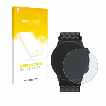 Vorderseite einer Produktverpackung mit dem Markenlogo upscreen. Daneben ist das Gerät Coros Pace 2 mit dem zugehörigen Displa