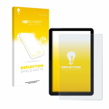 Vorderseite einer Produktverpackung mit dem Markenlogo upscreen. Daneben ist das Gerät Lenovo IdeaPad Duet Chromebook 10.1