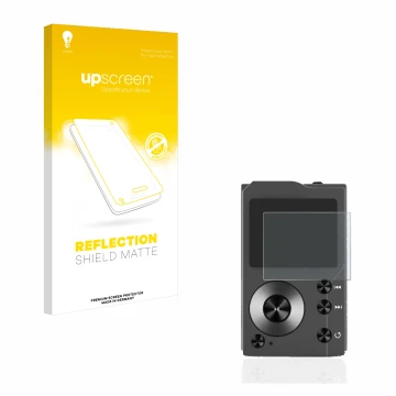 Vorderseite einer Produktverpackung mit dem Markenlogo upscreen. Daneben ist das Gerät Surfans F20 mit dem zugehörigen Display