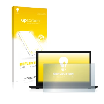 Vorderseite einer Produktverpackung mit dem Markenlogo upscreen. Daneben ist das Gerät Lenovo ThinkPad L15 mit dem zugehörigen