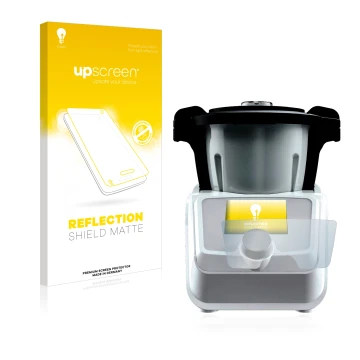 Vorderseite einer Produktverpackung mit dem Markenlogo upscreen. Daneben ist das Gerät SilverCrest Mini Monsieur Cuisine Conne