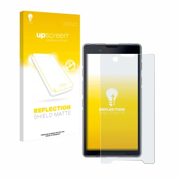 Vorderseite einer Produktverpackung mit dem Markenlogo upscreen. Daneben ist das Gerät Bittium Tough Mobile 2 mit dem zugehöri