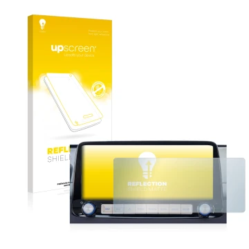 Vorderseite einer Produktverpackung mit dem Markenlogo upscreen. Daneben ist das Gerät Hyundai Kona 2020 Infotainment System 1