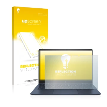Vorderseite einer Produktverpackung mit dem Markenlogo upscreen. Daneben ist das Gerät HP Elite Dragonfly G2 mit dem zugehörig