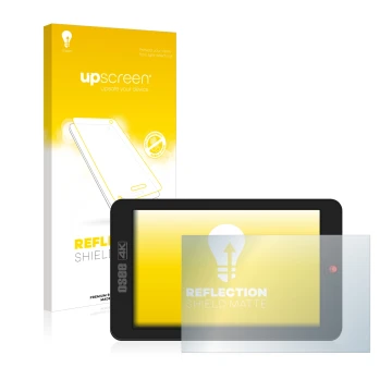 Vorderseite einer Produktverpackung mit dem Markenlogo upscreen. Daneben ist das Gerät Osee G7 mit dem zugehörigen Displayschu