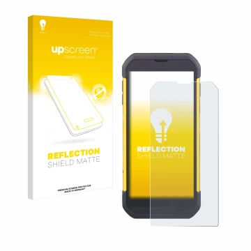 Vorderseite einer Produktverpackung mit dem Markenlogo upscreen. Daneben ist das Gerät Cipherlab RS35 mit dem zugehörigen Disp