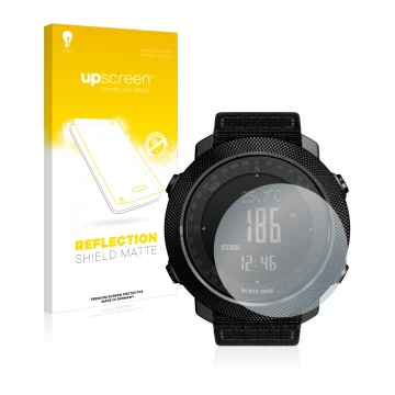 Vorderseite einer Produktverpackung mit dem Markenlogo upscreen. Daneben ist das Gerät North Edge Apache mit dem zugehörigen D