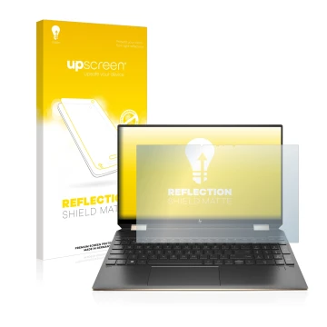 Vorderseite einer Produktverpackung mit dem Markenlogo upscreen. Daneben ist das Gerät HP Spectre x360 (15-eb) (359.9 mm x 226