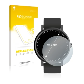 Vorderseite einer Produktverpackung mit dem Markenlogo upscreen. Daneben ist das Gerät Armbanduhren (Kreisrund, ø: 40.5 mm) mi