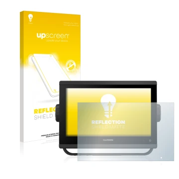 Vorderseite einer Produktverpackung mit dem Markenlogo upscreen. Daneben ist das Gerät Garmin GPSMAP 923 mit dem zugehörigen D