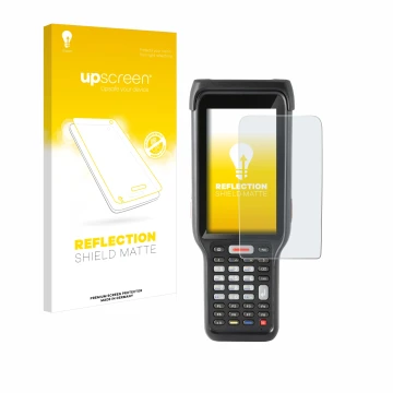 Vorderseite einer Produktverpackung mit dem Markenlogo upscreen. Daneben ist das Gerät Honeywell ScanPal EDA61K mit dem zugehö