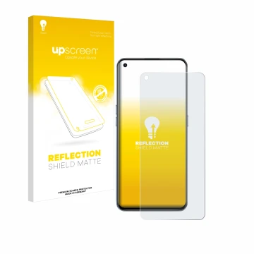 Vorderseite einer Produktverpackung mit dem Markenlogo upscreen. Daneben ist das Gerät realme GT 5G mit dem zugehörigen Displa
