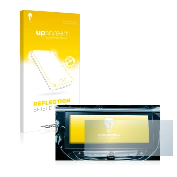 Vorderseite einer Produktverpackung mit dem Markenlogo upscreen. Daneben ist das Gerät Opel Corsa-e 2020 Infotainment System 1