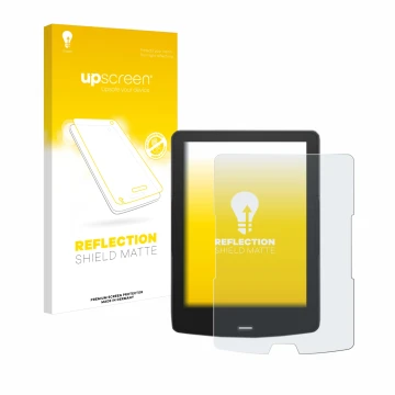 Vorderseite einer Produktverpackung mit dem Markenlogo upscreen. Daneben ist das Gerät inkBOOK Calypso Plus mit dem zugehörige