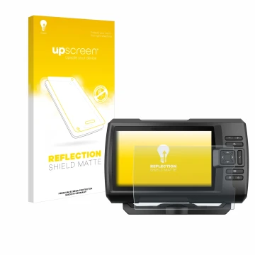 Vorderseite einer Produktverpackung mit dem Markenlogo upscreen. Daneben ist das Gerät Garmin Striker Vivid 7cv mit dem zugehö