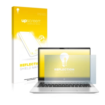 Vorderseite einer Produktverpackung mit dem Markenlogo upscreen. Daneben ist das Gerät HP ProBooks 430 G8 mit dem zugehörigen 