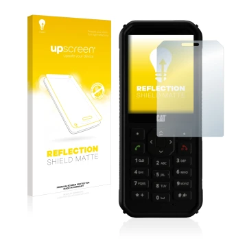 Vorderseite einer Produktverpackung mit dem Markenlogo upscreen. Daneben ist das Gerät Caterpillar Cat B40 mit dem zugehörigen