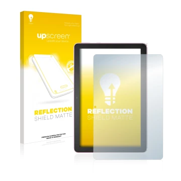 Vorderseite einer Produktverpackung mit dem Markenlogo upscreen. Daneben ist das Gerät Amazon Fire HD 10 Plus 2021 (11. Gen.) 