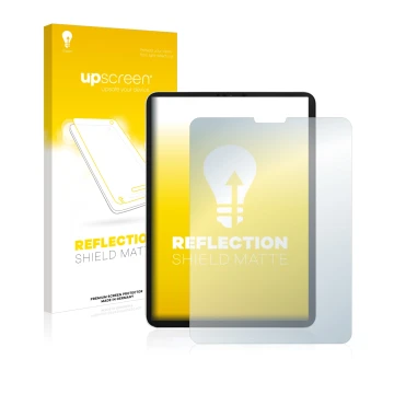 Vorderseite einer Produktverpackung mit dem Markenlogo upscreen. Daneben ist das Gerät Apple iPad Pro 11