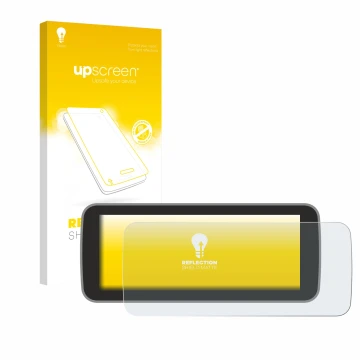 Vorderseite einer Produktverpackung mit dem Markenlogo upscreen. Daneben ist das Gerät Fiat 500 E Uconnect 5 10