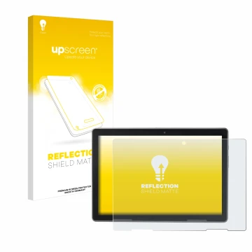 Vorderseite einer Produktverpackung mit dem Markenlogo upscreen. Daneben ist das Gerät MEDION Lifetab P10912 mit dem zugehörig