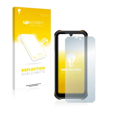 Vorderseite einer Produktverpackung mit dem Markenlogo upscreen. Daneben ist das Gerät Oukitel WP15 5G mit dem zugehörigen Dis